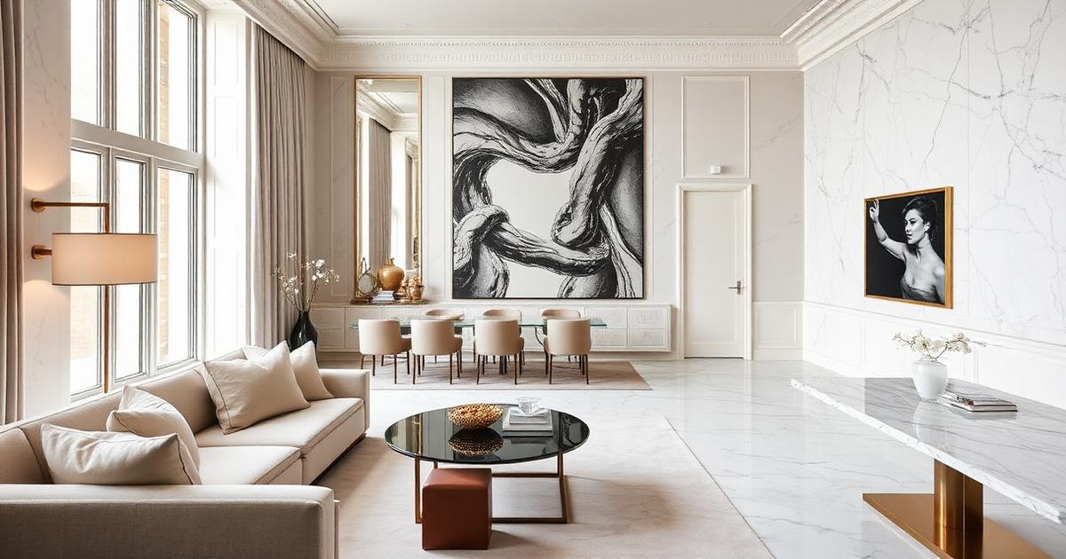 Living and dining area of a luxury serviced apartment in London