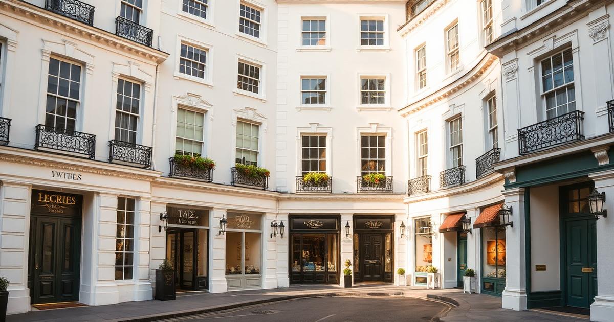 Georgian townhouses and boutique shopfronts in Connaught Village, London W2